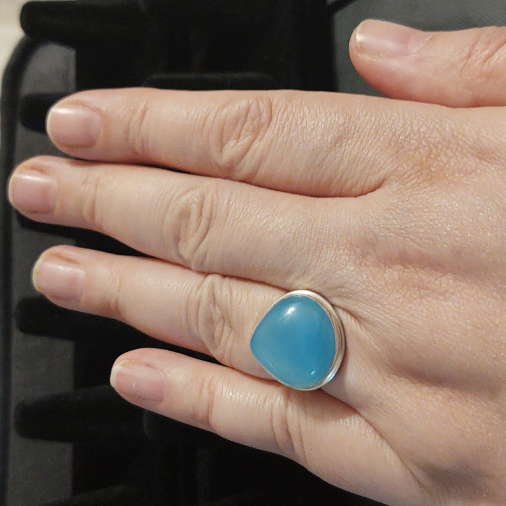 Blue chalcedony ring, sz 8.75